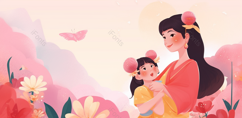 母女温馨母亲节手绘场景,插画/手绘图,插画/手绘图库,插画/手绘图下载,插画/手绘
